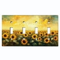 thumbnail image 1 of Metal Light Switch Wall Plate Outlet Cover (Printed Image of Rustic Sunflower Field - Quad Toggle), 1 of 1