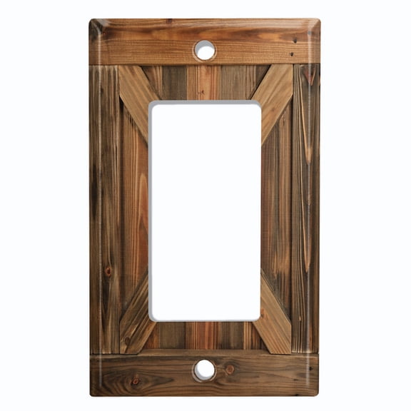 Metal Light Switch Wall Plate Outlet Cover (Printed Image of Rustic Wooden Crate Doors - Single GFI/Rocker)