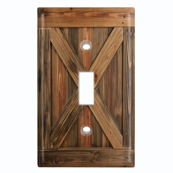 Metal Light Switch Wall Plate Outlet Cover (Printed Image of Rustic Wooden Crate Doors - Single Toggle)