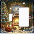 thumbnail image 1 of Metal Light Switch Wall Plate Outlet Cover (Printed Image of Santa Claus by the Christmas Tree - 2 Gang Toggle/GFI Rocker), 1 of 1