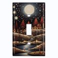 thumbnail image 1 of Metal Light Switch Wall Plate Outlet Cover (Printed Image of Snowy Winter Village - Single Toggle), 1 of 1