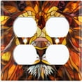 thumbnail image 1 of Metal Light Switch Wall Plate Outlet Cover (Printed Image of Stain Glass Lion - Double Duplex), 1 of 1