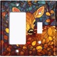 thumbnail image 1 of Metal Light Switch Wall Plate Outlet Cover (Printed Image of Stained Glass Baby Deer - 2 Gang GFI Rocker/Toggle), 1 of 1