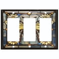 thumbnail image 1 of Metal Light Switch Wall Plate Outlet Cover (Printed Image of Stained Glass Bee - Triple GFI/Rocker), 1 of 1