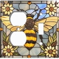 thumbnail image 1 of Metal Light Switch Wall Plate Outlet Cover (Printed Image of Stained Glass Bumblebee - 2 Gang Duplex/Toggle), 1 of 1