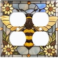 thumbnail image 1 of Metal Light Switch Wall Plate Outlet Cover (Printed Image of Stained Glass Bumblebee - Double Duplex), 1 of 1