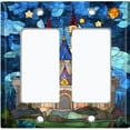 thumbnail image 1 of Metal Light Switch Wall Plate Outlet Cover (Printed Image of Stained Glass Fairytale Castle - Double GFI/Rocker), 1 of 1