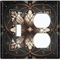 thumbnail image 1 of Metal Light Switch Wall Plate Outlet Cover (Printed Image of Stained Glass Flower - 2 Gang Toggle/Duplex), 1 of 1