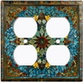 thumbnail image 1 of Metal Light Switch Wall Plate Outlet Cover (Printed Image of Stained Glass Flower - Double Duplex), 1 of 1