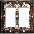 thumbnail image 1 of Metal Light Switch Wall Plate Outlet Cover (Printed Image of Stained Glass Flower - Double GFI/Rocker), 1 of 1