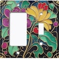 thumbnail image 1 of Metal Light Switch Wall Plate Outlet Cover (Printed Image of Stained Glass Flowers - 2 Gang GFI Rocker/Toggle), 1 of 1