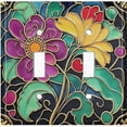 thumbnail image 1 of Metal Light Switch Wall Plate Outlet Cover (Printed Image of Stained Glass Flowers - Double Toggle), 1 of 1