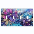 thumbnail image 1 of Metal Light Switch Wall Plate Outlet Cover (Printed Image of Stained Glass Flowers - Quad Toggle), 1 of 1