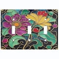 thumbnail image 1 of Metal Light Switch Wall Plate Outlet Cover (Printed Image of Stained Glass Flowers - Triple Toggle), 1 of 1