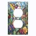 thumbnail image 1 of Metal Light Switch Wall Plate Outlet Cover (Printed Image of Stained Glass Humming Birds in Meadow - Single Duplex), 1 of 1