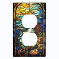 thumbnail image 1 of Metal Light Switch Wall Plate Outlet Cover (Printed Image of Stained Glass Mermaid - Single Duplex), 1 of 1