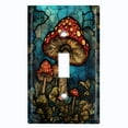 thumbnail image 1 of Metal Light Switch Wall Plate Outlet Cover (Printed Image of Stained Glass Mushrooms - Single Toggle), 1 of 1
