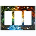 thumbnail image 1 of Metal Light Switch Wall Plate Outlet Cover (Printed Image of Stained Glass Nature - Triple GFI/Rocker), 1 of 1