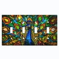 thumbnail image 1 of Metal Light Switch Wall Plate Outlet Cover (Printed Image of Stained Glass Peacock - Quad Toggle), 1 of 1