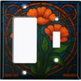 thumbnail image 1 of Metal Light Switch Wall Plate Outlet Cover (Printed Image of Stained Glass Poppy Flowers - 2 Gang GFI Rocker/Toggle), 1 of 1