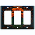 thumbnail image 1 of Metal Light Switch Wall Plate Outlet Cover (Printed Image of Stained Glass Poppy Flowers - Triple GFI/Rocker), 1 of 1
