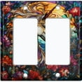 thumbnail image 1 of Metal Light Switch Wall Plate Outlet Cover (Printed Image of Stained Glass Unicorn - Double GFI/Rocker), 1 of 1