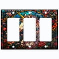 thumbnail image 1 of Metal Light Switch Wall Plate Outlet Cover (Printed Image of Stained Glass Unicorn - Triple GFI/Rocker), 1 of 1