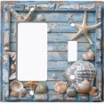 thumbnail image 1 of Metal Light Switch Wall Plate Outlet Cover (Printed Image of Starfish and Seashells - 2 Gang GFI Rocker/Toggle), 1 of 1