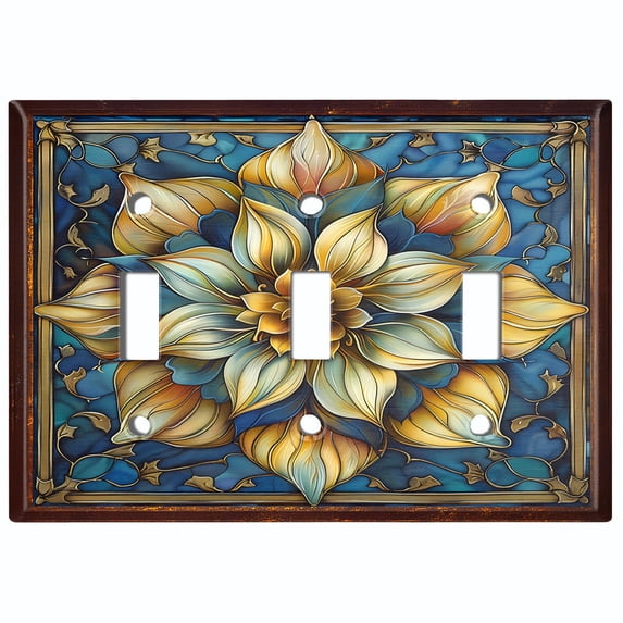 Metal Light Switch Wall Plate Outlet Cover (Printed Image of Summer Flower - Triple Toggle)