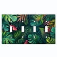 thumbnail image 1 of Metal Light Switch Wall Plate Outlet Cover (Printed Image of Tropical Leaves - Quad Toggle), 1 of 1