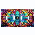 thumbnail image 1 of Metal Light Switch Wall Plate Outlet Cover (Printed Image of Vibant Stained Glass Flower - Quad Toggle), 1 of 1