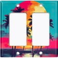 thumbnail image 1 of Metal Light Switch Wall Plate Outlet Cover (Printed Image of Vibrant Sky Sunset - Double GFI/Rocker), 1 of 1