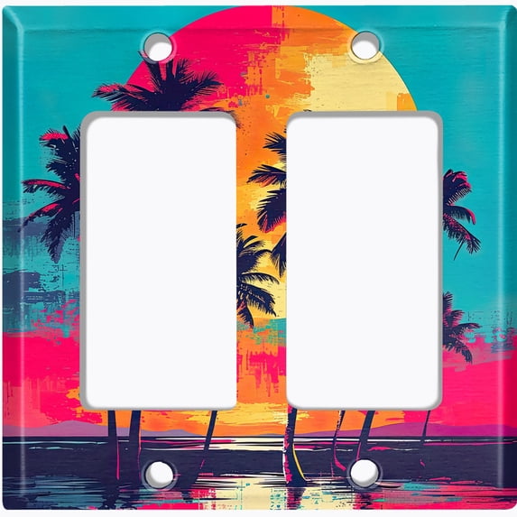 Metal Light Switch Wall Plate Outlet Cover (Printed Image of Vibrant Sky Sunset - Double GFI/Rocker)