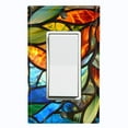 thumbnail image 1 of Metal Light Switch Wall Plate Outlet Cover (Printed Image of Vibrant Stained Glass - Single GFI/Rocker), 1 of 1