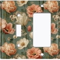 thumbnail image 1 of Metal Light Switch Wall Plate Outlet Cover (Printed Image of Vintage Blooming Flowers - 2 Gang Toggle/GFI Rocker), 1 of 1