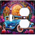 thumbnail image 1 of Metal Light Switch Wall Plate Outlet Cover (Printed Image of Vintage Car - 2 Gang Toggle/Duplex), 1 of 1