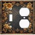 thumbnail image 1 of Metal Light Switch Wall Plate Outlet Cover (Printed Image of Vintage Floral Frame - 2 Gang Toggle/Duplex), 1 of 1