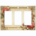 thumbnail image 1 of Metal Light Switch Wall Plate Outlet Cover (Printed Image of Vintage Floral Frame - Triple GFI/Rocker), 1 of 1