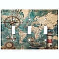 thumbnail image 1 of Metal Light Switch Wall Plate Outlet Cover (Printed Image of Vintage Nautical Lighthouse - Triple Toggle), 1 of 1