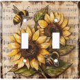 thumbnail image 1 of Metal Light Switch Wall Plate Outlet Cover (Printed Image of Vintage Sunflower and Bee - Double Toggle), 1 of 1