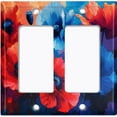 thumbnail image 1 of Metal Light Switch Wall Plate Outlet Cover (Printed Image of Watercolor Poppy Flowers - Double GFI/Rocker), 1 of 1