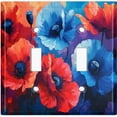 thumbnail image 1 of Metal Light Switch Wall Plate Outlet Cover (Printed Image of Watercolor Poppy Flowers - Double Toggle), 1 of 1