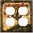 thumbnail image 1 of Metal Light Switch Wall Plate Outlet Cover (Printed Image of Whimsical Autumn Tree - Double Duplex), 1 of 1