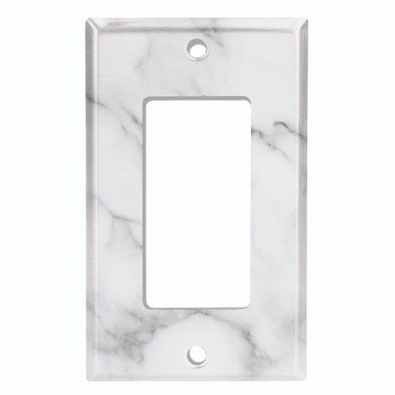 Metal Light Switch Wall Plate Outlet Cover (Printed Image of White Granite - Single GFI/Rocker)