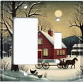 thumbnail image 1 of Metal Light Switch Wall Plate Outlet Cover (Printed Image of Winter Farmstead - 2 Gang GFI Rocker/Toggle), 1 of 1