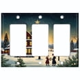 thumbnail image 1 of Metal Light Switch Wall Plate Outlet Cover (Printed Image of Winter Village - Triple GFI/Rocker), 1 of 1