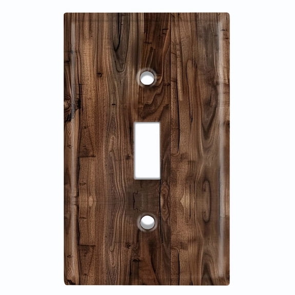 Metal Light Switch Wall Plate Outlet Cover (Printed Image of Wood Grain - Single Toggle)