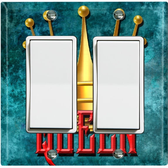 Metal Light Switch Wall Plate Outlet Cover (Queen Crown Blue - Double Rocker)