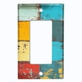 thumbnail image 1 of Metal Light Switch Wall Plate Outlet Cover (Rustic Colorful Square Pattern - Single GFI/Rocker), 1 of 1