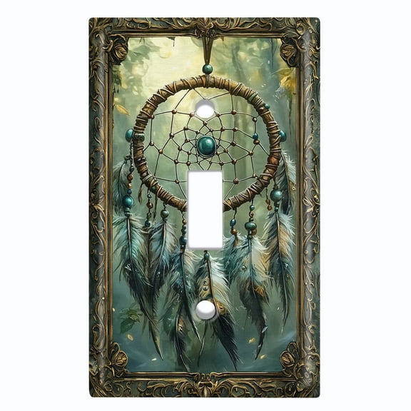 Metal Light Switch Wall Plate Outlet Cover (Rustic Dream Catcher - Single Toggle)